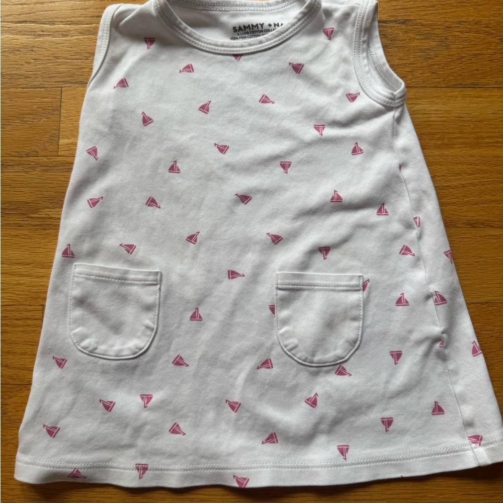 Sammy and Nat White Sleeveless Dress with Pink Sail Boats